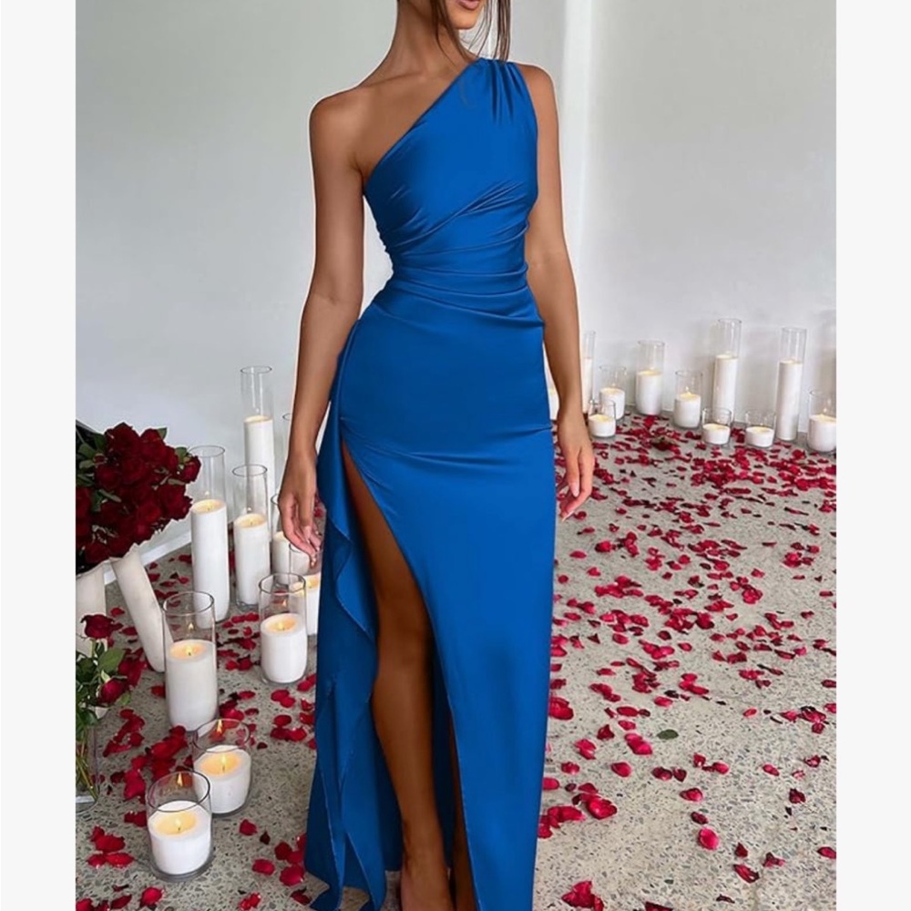 Blue One-Shoulder Dress (S)